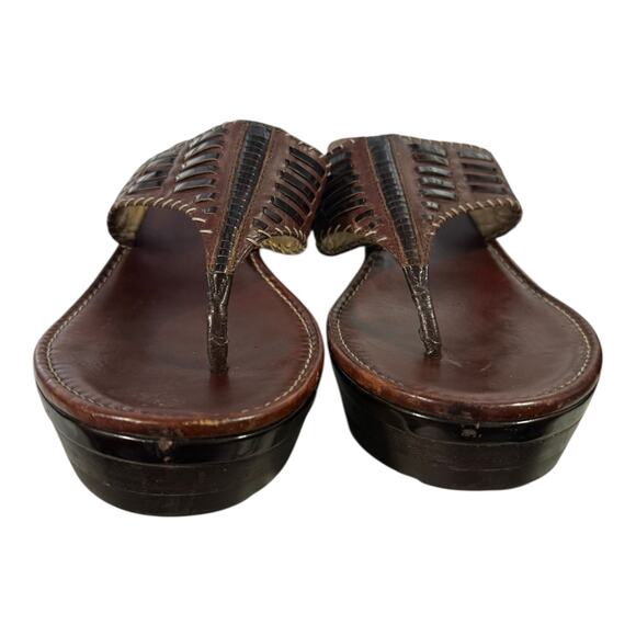 Cole Haan Air Bria Brown Thong Sandals Platform Wooden Heel Women’s Size 8 B - Picture 2 of 8